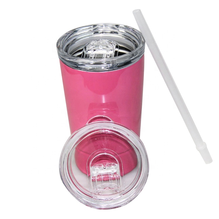 Multiple Color 12oz Travel Mug Custom Stainless Steel Sippy Drinking Cups With Straws